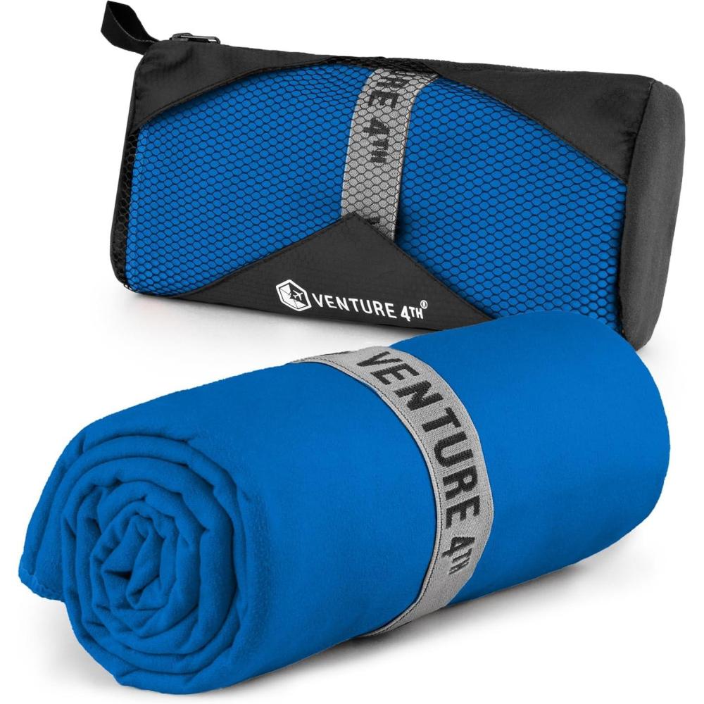 image:imageVENTURE 4TH Quick Dry Towel Microfiber Travel Towel Ideal for Camping Hiking Backpacking Gym Lightweight amp Fast Drying Travel Towels for Body Compact amp Easy to Pack Army Green LargeBlue