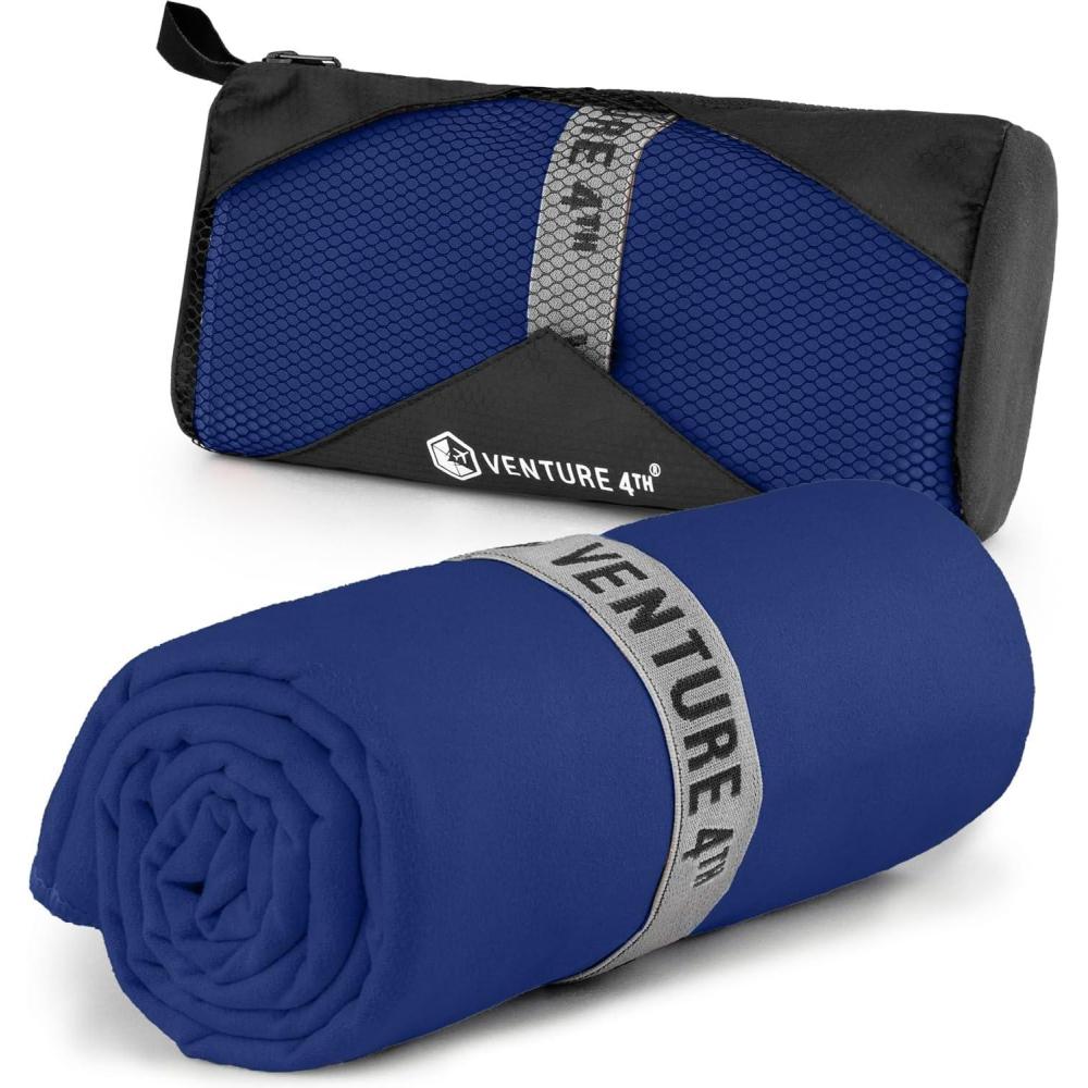 image:imageVENTURE 4TH Quick Dry Towel Microfiber Travel Towel Ideal for Camping Hiking Backpacking Gym Lightweight amp Fast Drying Travel Towels for Body Compact amp Easy to Pack Army Green LargeNavy Blue