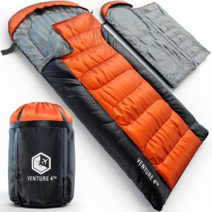 image:imageVENTURE 4TH Backpacking Sleeping Bag  XXL Double and Single Sizes  Lightweight Warm amp Cold Weather Sleeping Bags for Adults Kids amp Couples  Ideal for Hiking Camping amp Outdoor AdventuresOrangeGray