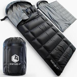 image:imageVENTURE 4TH Backpacking Sleeping Bag  XXL Double and Single Sizes  Lightweight Warm amp Cold Weather Sleeping Bags for Adults Kids amp Couples  Ideal for Hiking Camping amp Outdoor AdventuresBlack