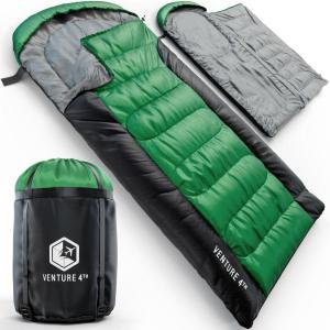image:imageVENTURE 4TH Backpacking Sleeping Bag  XXL Double and Single Sizes  Lightweight Warm amp Cold Weather Sleeping Bags for Adults Kids amp Couples  Ideal for Hiking Camping amp Outdoor AdventuresGreenBlack