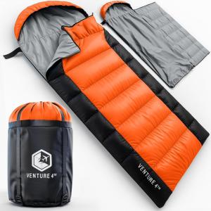image:imageVENTURE 4TH Backpacking Sleeping Bag  XXL Double and Single Sizes  Lightweight Warm amp Cold Weather Sleeping Bags for Adults Kids amp Couples  Ideal for Hiking Camping amp Outdoor AdventuresOrangeBlack