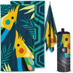 image:imageVENTURE 4TH Microfiber Beach Towel QuickDry Compact SandFree Absorbent Sandproof and Lightweight  Perfect for Camping Beach and Roadtrips Dark Blue Stripes Design  35x78 inchesNavy Cockatoo