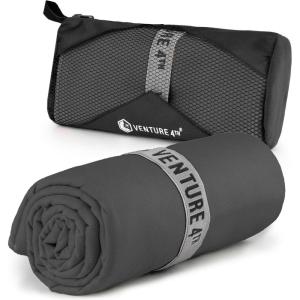 image:imageVENTURE 4TH Quick Dry Towel Microfiber Travel Towel Ideal for Camping Hiking Backpacking Gym Lightweight amp Fast Drying Travel Towels for Body Compact amp Easy to Pack  Army Green LargeCharcoal