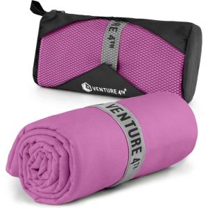 image:imageVENTURE 4TH Quick Dry Towel Microfiber Travel Towel Ideal for Camping Hiking Backpacking Gym Lightweight amp Fast Drying Travel Towels for Body Compact amp Easy to Pack  Army Green LargePurple