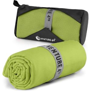 image:imageVENTURE 4TH Quick Dry Towel Microfiber Travel Towel Ideal for Camping Hiking Backpacking Gym Lightweight amp Fast Drying Travel Towels for Body Compact amp Easy to Pack  Army Green LargeLime