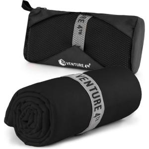 image:imageVENTURE 4TH Quick Dry Towel Microfiber Travel Towel Ideal for Camping Hiking Backpacking Gym Lightweight amp Fast Drying Travel Towels for Body Compact amp Easy to Pack  Army Green LargeBlack