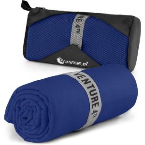 image:imageVENTURE 4TH Quick Dry Towel Microfiber Travel Towel Ideal for Camping Hiking Backpacking Gym Lightweight amp Fast Drying Travel Towels for Body Compact amp Easy to Pack  Army Green LargeNavy Blue