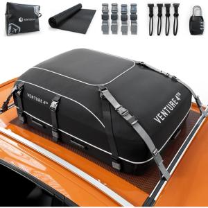 image:imageVENTURE 4TH Car Rooftop Cargo Carrier  21 Cubic Feet SoftShell Waterproof Roof Bag with 10 HeavyDuty Compression amp TieDown Straps AntiSlip Mat amp Door Hooks  Fits Cars with or Without Roof Rack21 Cubic Feet