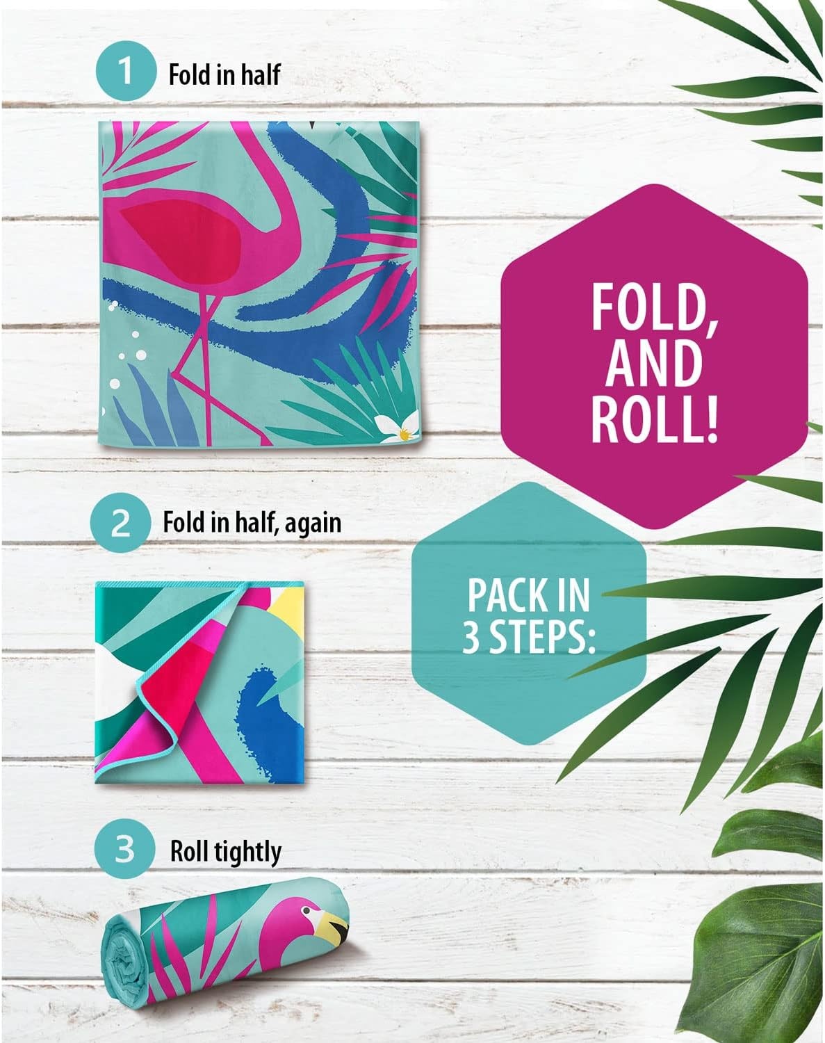 image:imageVENTURE 4TH Microfiber Beach Towel QuickDry Compact SandFree Absorbent Sandproof and Lightweight Perfect for Camping Beach and Roadtrips Navy Turtle Design 35x78 inchesTurquoise Flamingo
