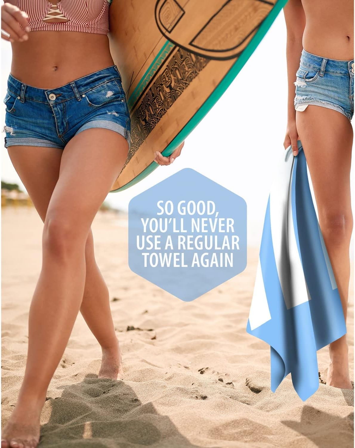 image:imageVENTURE 4TH Microfiber Beach Towel QuickDry Compact SandFree Absorbent Sandproof and Lightweight Perfect for Camping Beach and Roadtrips Navy Turtle Design 35x78 inchesSky Blue