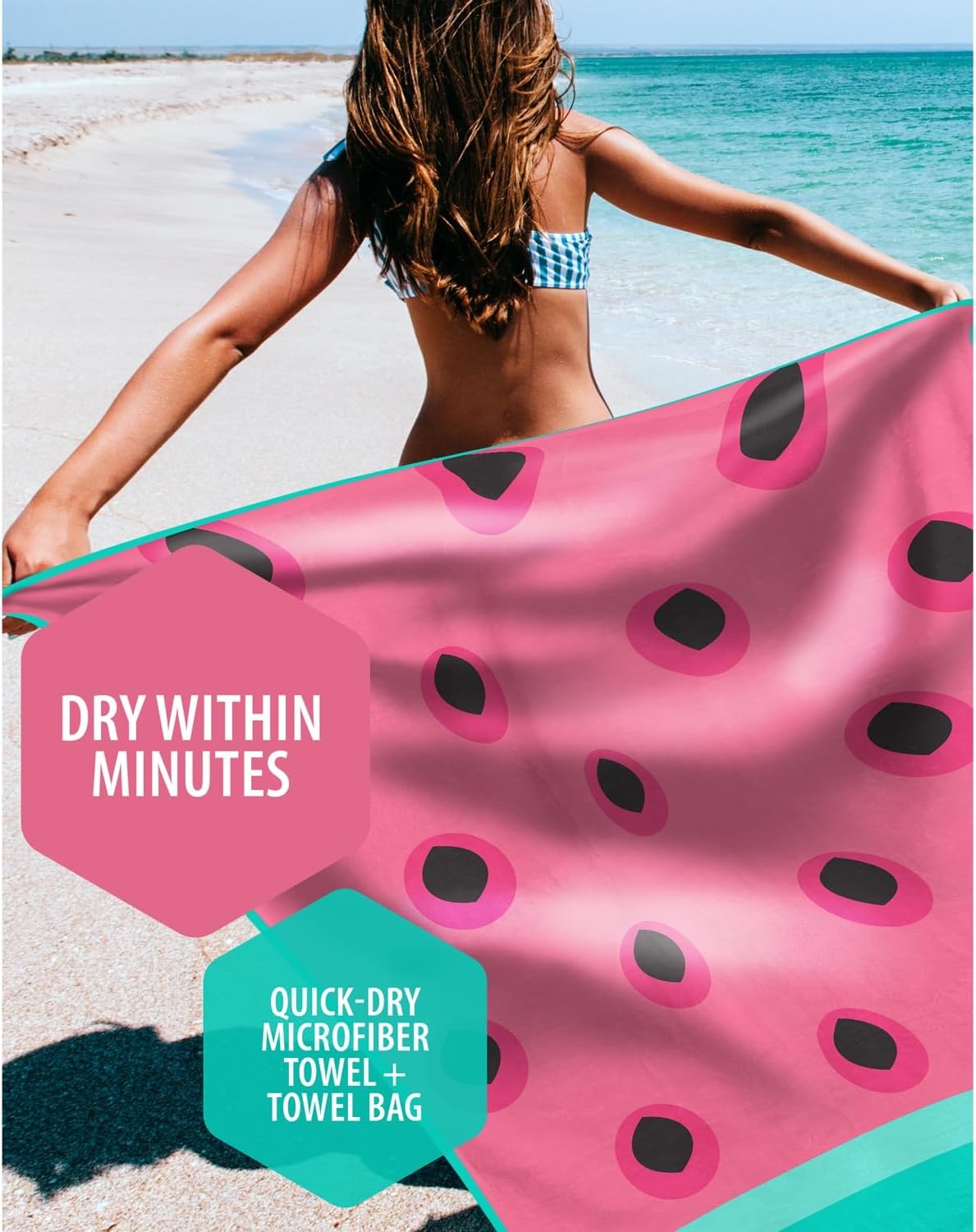 image:imageVENTURE 4TH Microfiber Beach Towel QuickDry Compact SandFree Absorbent Sandproof and Lightweight Perfect for Camping Beach and Roadtrips Navy Turtle Design 35x78 inchesWatermelon