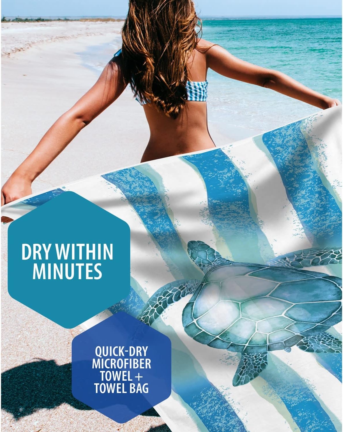 image:imageVENTURE 4TH Microfiber Beach Towel QuickDry Compact SandFree Absorbent Sandproof and Lightweight Perfect for Camping Beach and Roadtrips Navy Turtle Design 35x78 inchesStriped Turtle