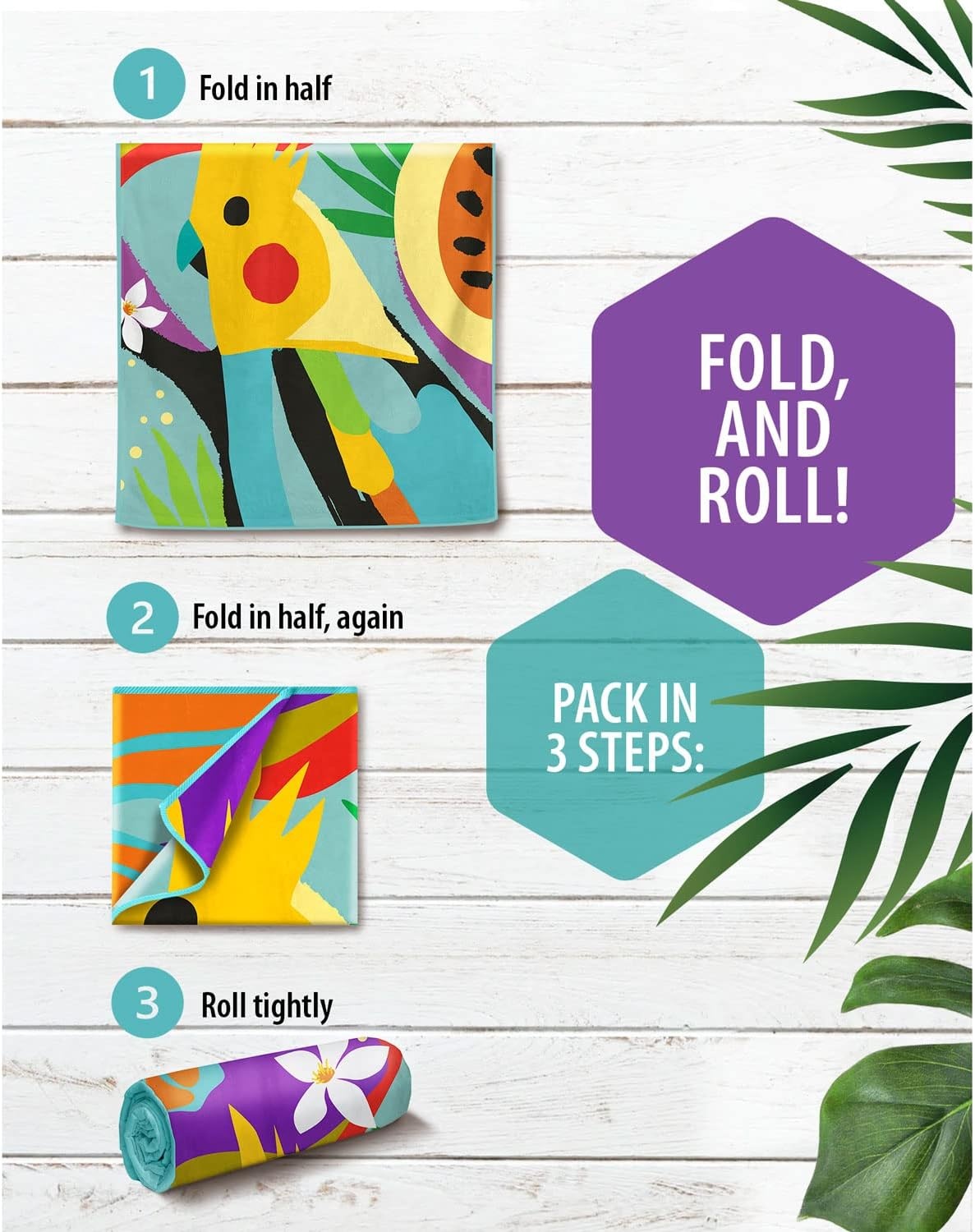 image:imageVENTURE 4TH Microfiber Beach Towel QuickDry Compact SandFree Absorbent Sandproof and Lightweight Perfect for Camping Beach and Roadtrips Navy Turtle Design 35x78 inchesTurquoise Cockatoo