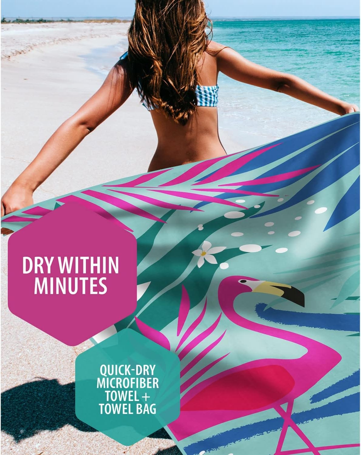 image:imageVENTURE 4TH Microfiber Beach Towel QuickDry Compact SandFree Absorbent Sandproof and Lightweight Perfect for Camping Beach and Roadtrips Navy Turtle Design 35x78 inchesTurquoise Flamingo