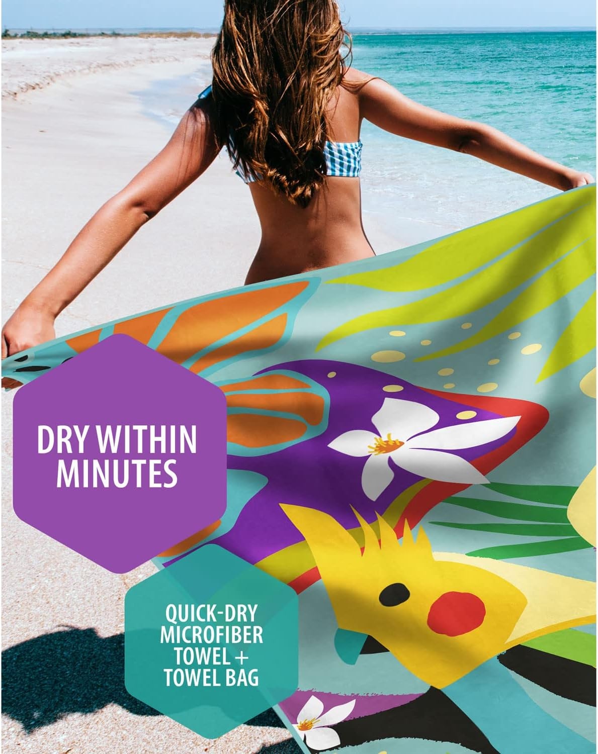 image:imageVENTURE 4TH Microfiber Beach Towel QuickDry Compact SandFree Absorbent Sandproof and Lightweight Perfect for Camping Beach and Roadtrips Navy Turtle Design 35x78 inchesTurquoise Cockatoo
