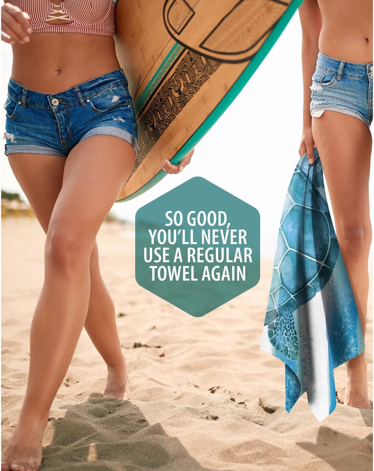 image:imageVENTURE 4TH Microfiber Beach Towel QuickDry Compact SandFree Absorbent Sandproof and Lightweight Perfect for Camping Beach and Roadtrips Navy Turtle Design 35x78 inchesStriped Seahorse
