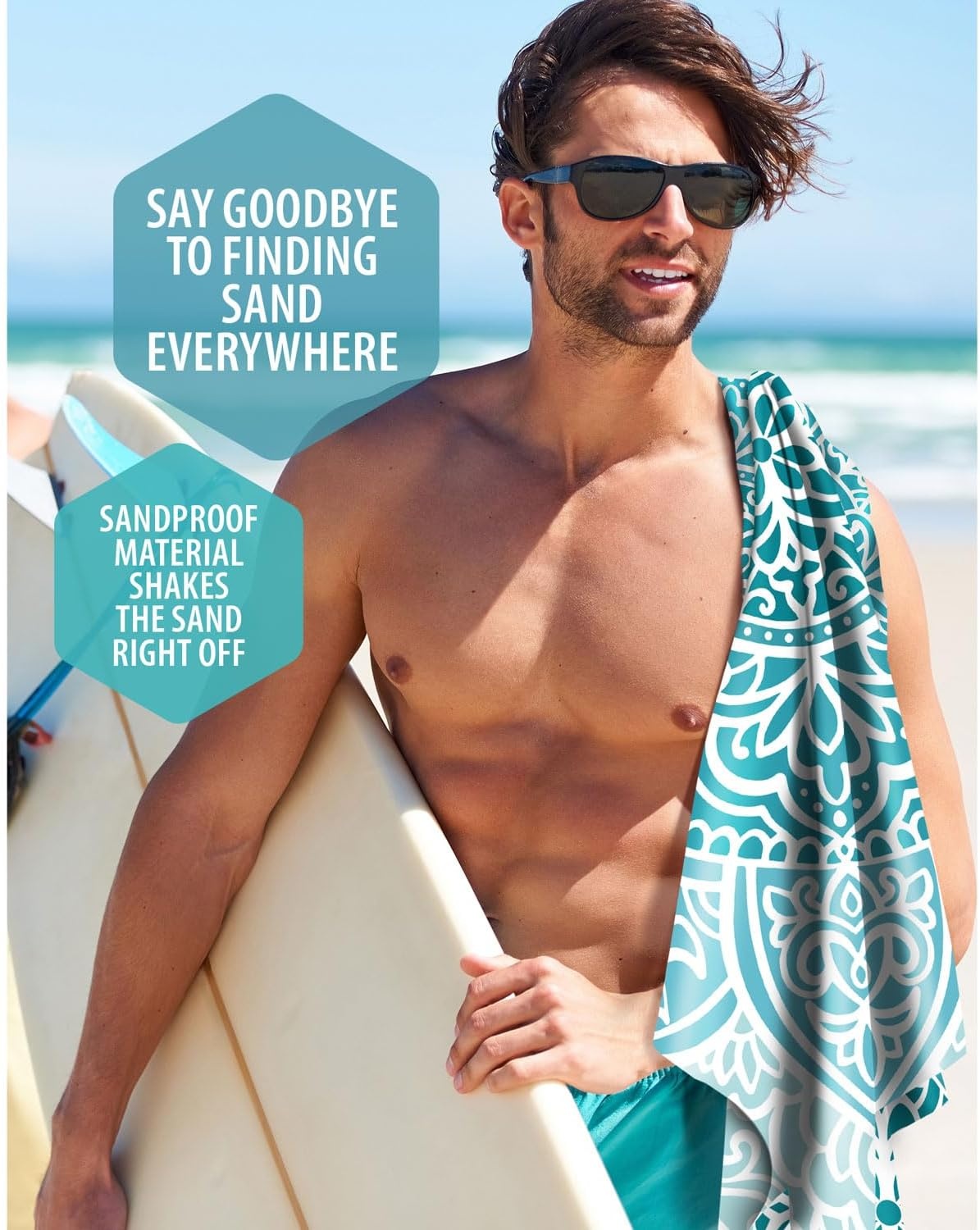 image:imageVENTURE 4TH Microfiber Beach Towel QuickDry Compact SandFree Absorbent Sandproof and Lightweight Perfect for Camping Beach and Roadtrips Navy Turtle Design 35x78 inchesOcean Mandala