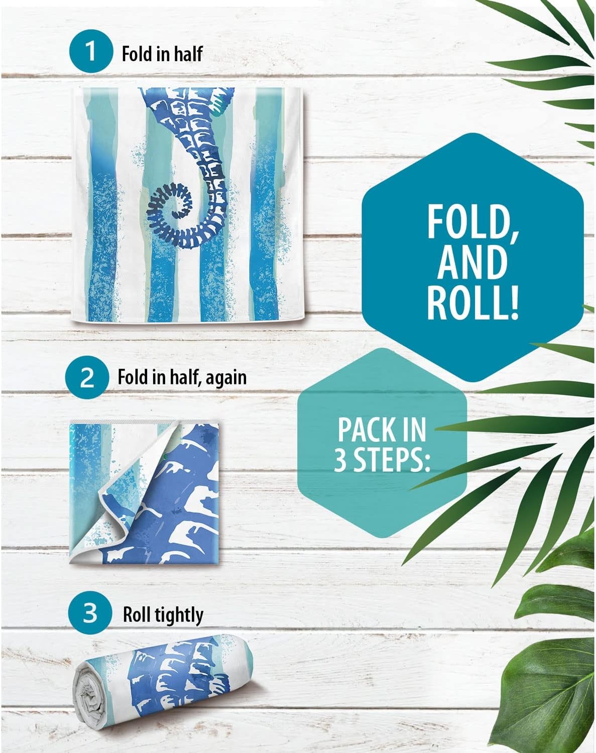 image:imageVENTURE 4TH Microfiber Beach Towel QuickDry Compact SandFree Absorbent Sandproof and Lightweight Perfect for Camping Beach and Roadtrips Navy Turtle Design 35x78 inchesStriped Seahorse