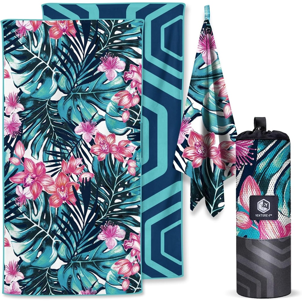 image:imageVENTURE 4TH Microfiber Beach Towel QuickDry Compact SandFree Absorbent Sandproof and Lightweight Perfect for Camping Beach and Roadtrips Navy Turtle Design 35x78 inchesBlue Lagoon