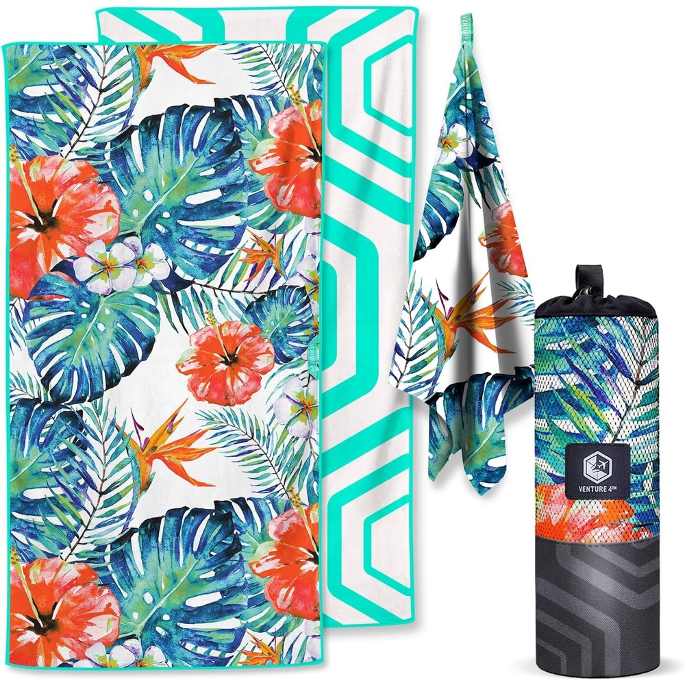 image:imageVENTURE 4TH Microfiber Beach Towel QuickDry Compact SandFree Absorbent Sandproof and Lightweight Perfect for Camping Beach and Roadtrips Navy Turtle Design 35x78 inchesTropical Scent