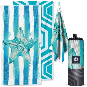 image:imageVENTURE 4TH Microfiber Beach Towel QuickDry Compact SandFree Absorbent Sandproof and Lightweight  Perfect for Camping Beach and Roadtrips Navy Turtle Design  35x78 inchesStriped Starfish