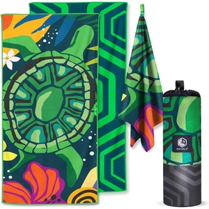 image:imageVENTURE 4TH Microfiber Beach Towel QuickDry Compact SandFree Absorbent Sandproof and Lightweight  Perfect for Camping Beach and Roadtrips Navy Turtle Design  35x78 inchesTurtle Bay