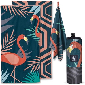 image:imageVENTURE 4TH Microfiber Beach Towel QuickDry Compact SandFree Absorbent Sandproof and Lightweight  Perfect for Camping Beach and Roadtrips Navy Turtle Design  35x78 inchesNavy Flamingo